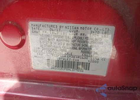 2017 Nissan Versa Note Sl z USA, uszkodzony, nr VIN 3N1CE2CP5HL379050